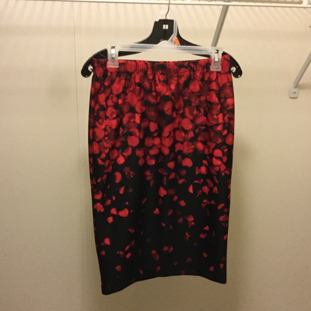NWOT Red Rose Petals  Ombré Pencil Skirt Medium